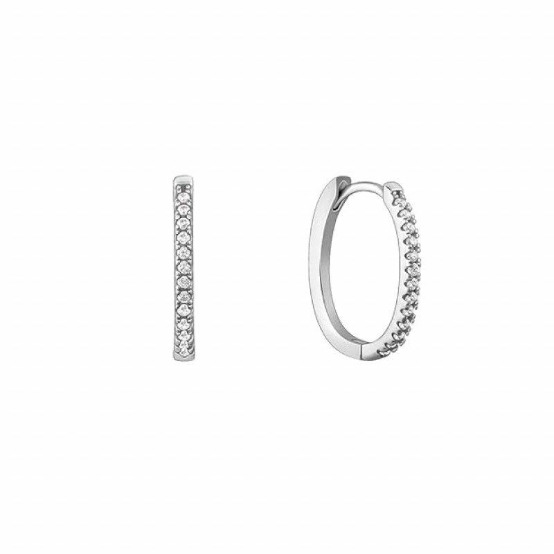 Silver Rose Gold 18k gold Plated Zircon Hoop Earrings Semi Hoops
