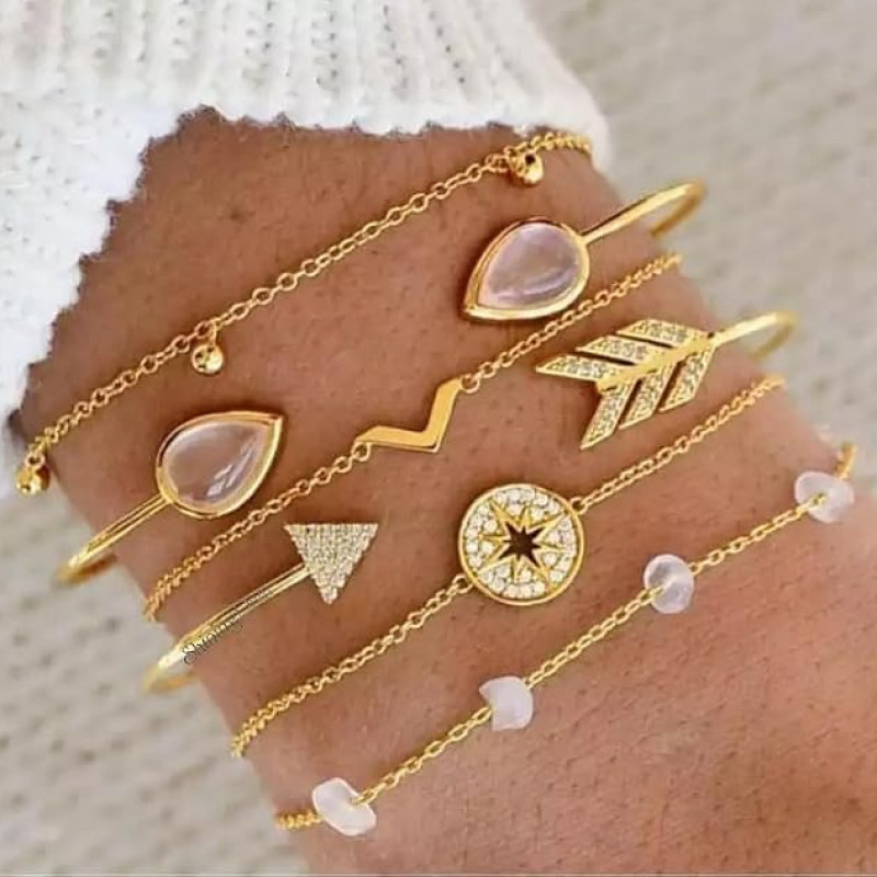 Fashion Latest Stylish Multilayer Gold Plated Bangle Bracelet for Women and Girls (rr14669b) Set of 6