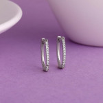 Silver Rose Gold 18k gold Plated Zircon Hoop Earrings Semi Hoops