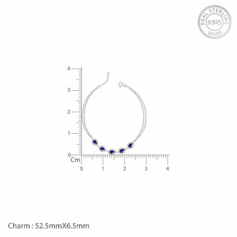 Silver Royal Blue Drop Bracelet, Adjustable Gifts for Girlfriend