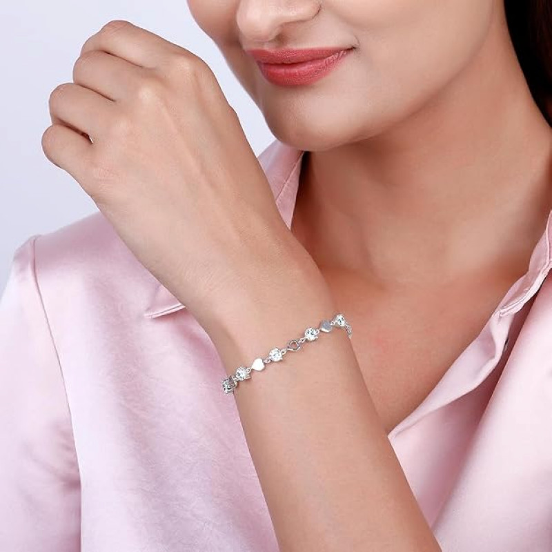 Silver Heart Lock Bracelet Anklet Pendant with Link Chain