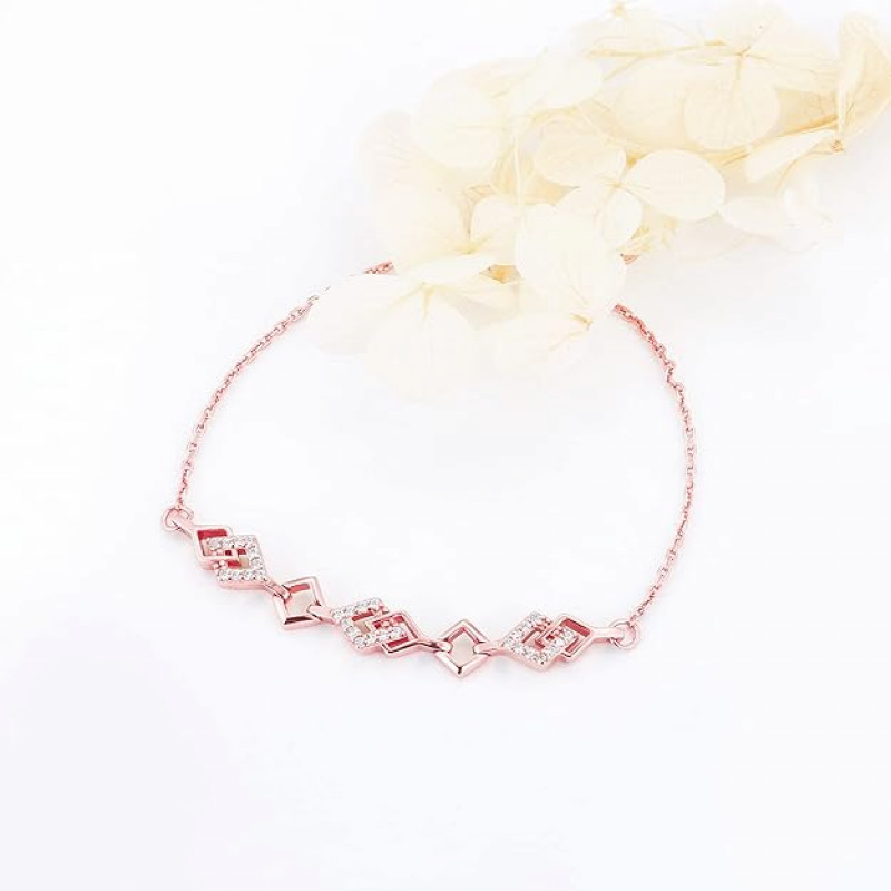 Silver Rose Gold 18k Gold Plated Interlocked Heart Duo Bracelet Ring