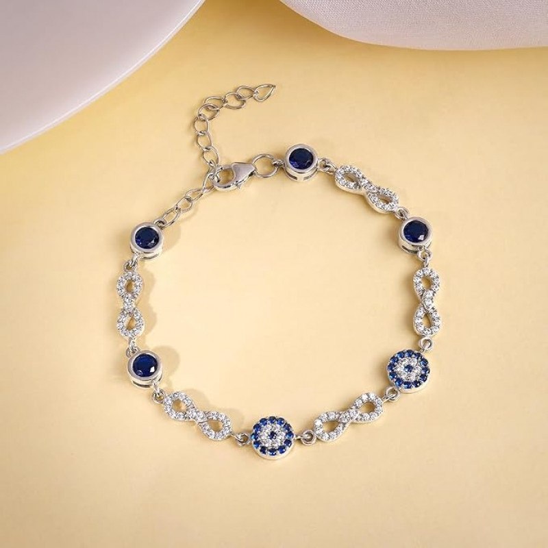Silver Infinity Evil Eye Bracelet