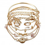 Fashion Latest Stylish Multilayer Gold Plated Bangle Bracelet for Women and Girls (rr14669b) Set of 6