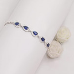 Silver Royal Blue Drop Bracelet, Adjustable Gifts for Girlfriend