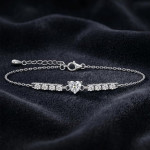 Silver Heart Pendant Earrings Chain Bracelet Ring for Women