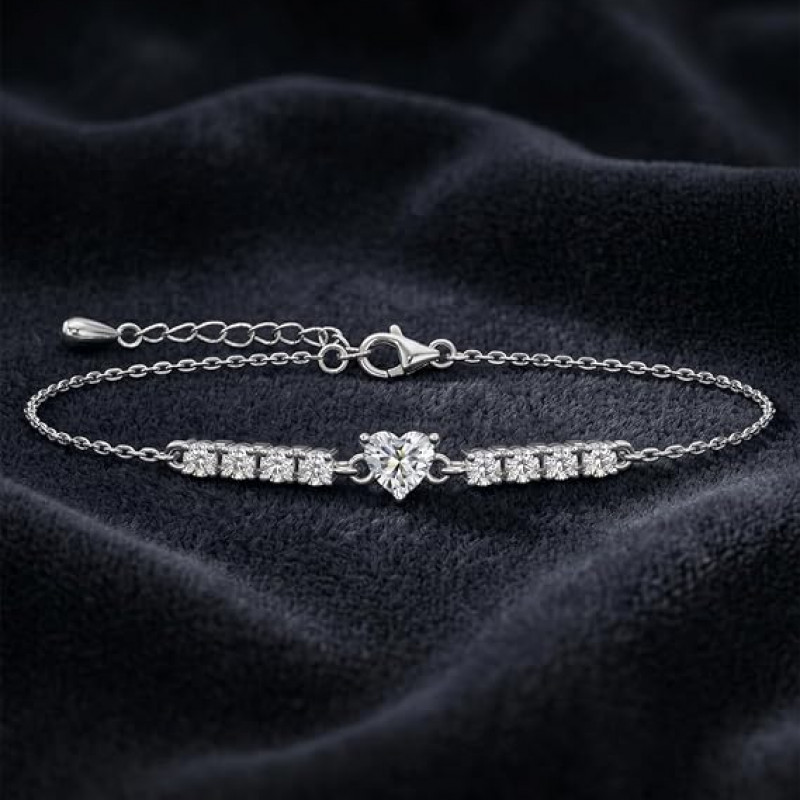 Silver Heart Pendant Earrings Chain Bracelet Ring for Women