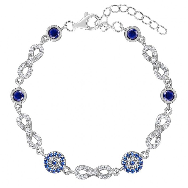 Silver Infinity Evil Eye Bracelet