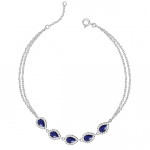 Silver Royal Blue Drop Bracelet, Adjustable Gifts for Girlfriend