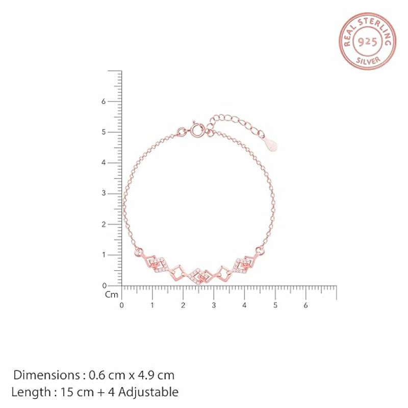 Silver Rose Gold 18k Gold Plated Interlocked Heart Duo Bracelet Ring