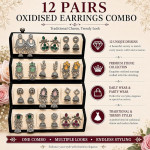 Oxidised Silver Plated Earrings Combo Set With Box for Women & Girls
