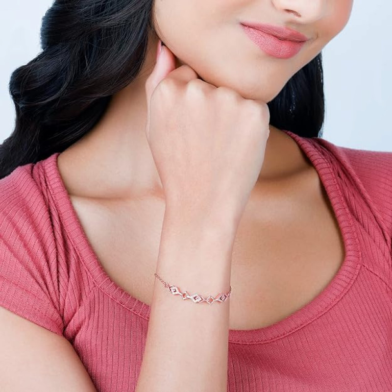 Silver Rose Gold 18k Gold Plated Interlocked Heart Duo Bracelet Ring