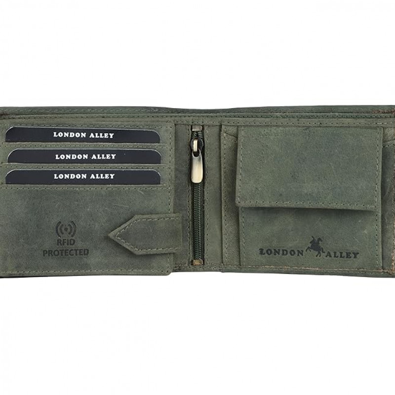 Vintage Green RFID Blocking Men's Leather Wallet