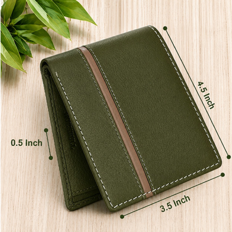 Olive Leather Wallet for Men