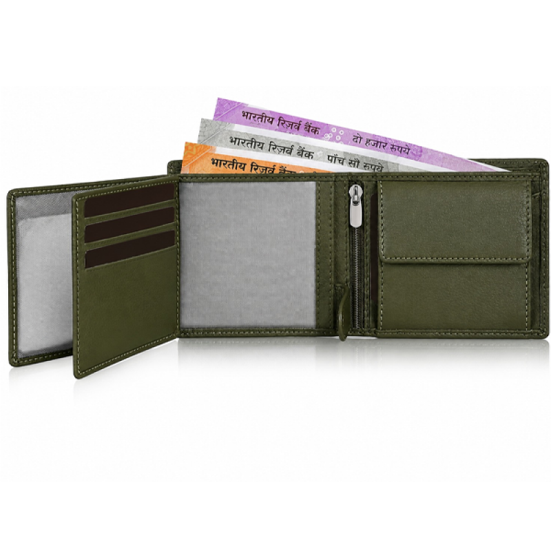 Olive Leather Wallet for Men