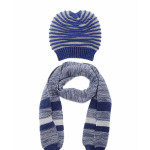 Blue & Grey Beanie With Muffler Set